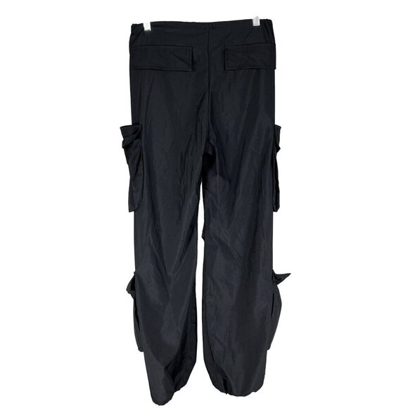 Black Hip Hop Women Baggy Multi Pocket Utility Pants Elastic Cord Waist Gorpcore - Picture 10 of 16